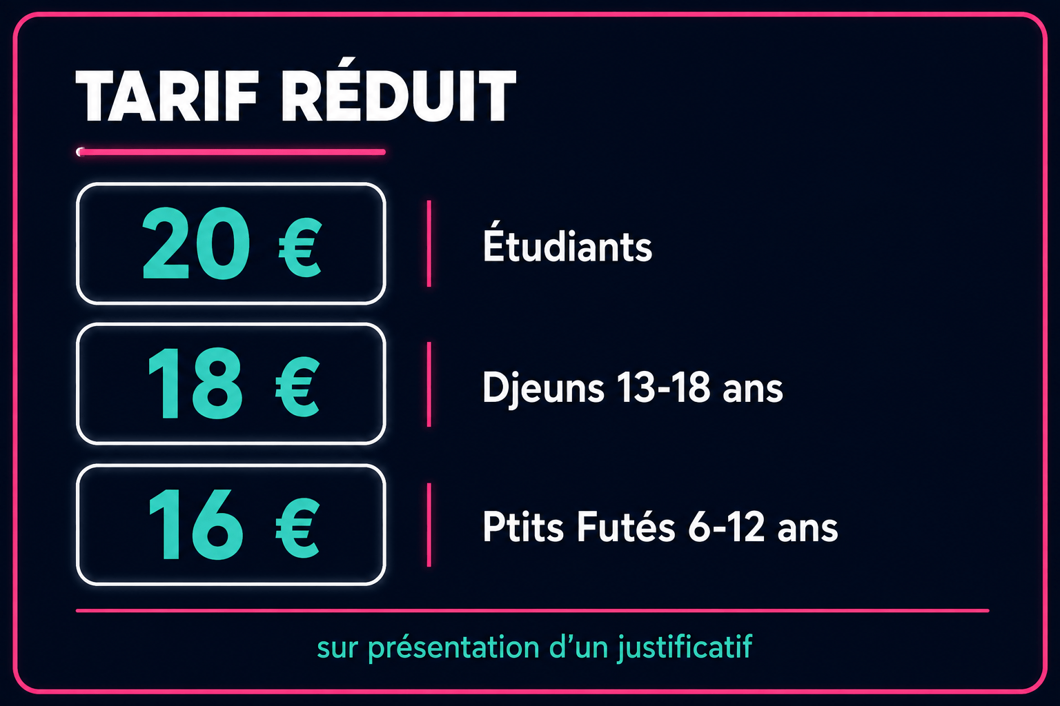 Tarifs réduits Rival Quiz Valence : 20 € pour les étudiants, 18 € pour les 13-18 ans et 16 € pour les 6-12 ans, sur présentation d’un justificatif.